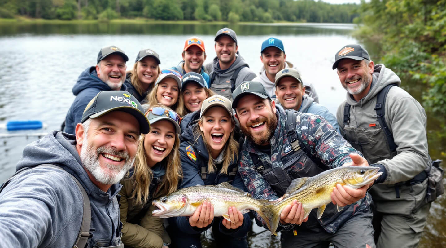 Nexiqs members celebrating at annual charity Derby with group photo