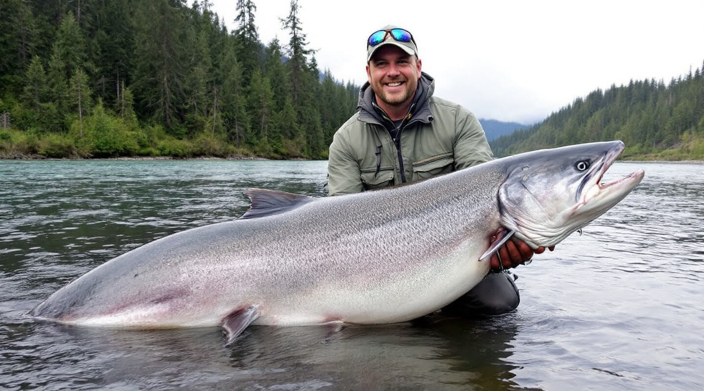 Team effort to measure and document a massive 7-foot sturgeon before release