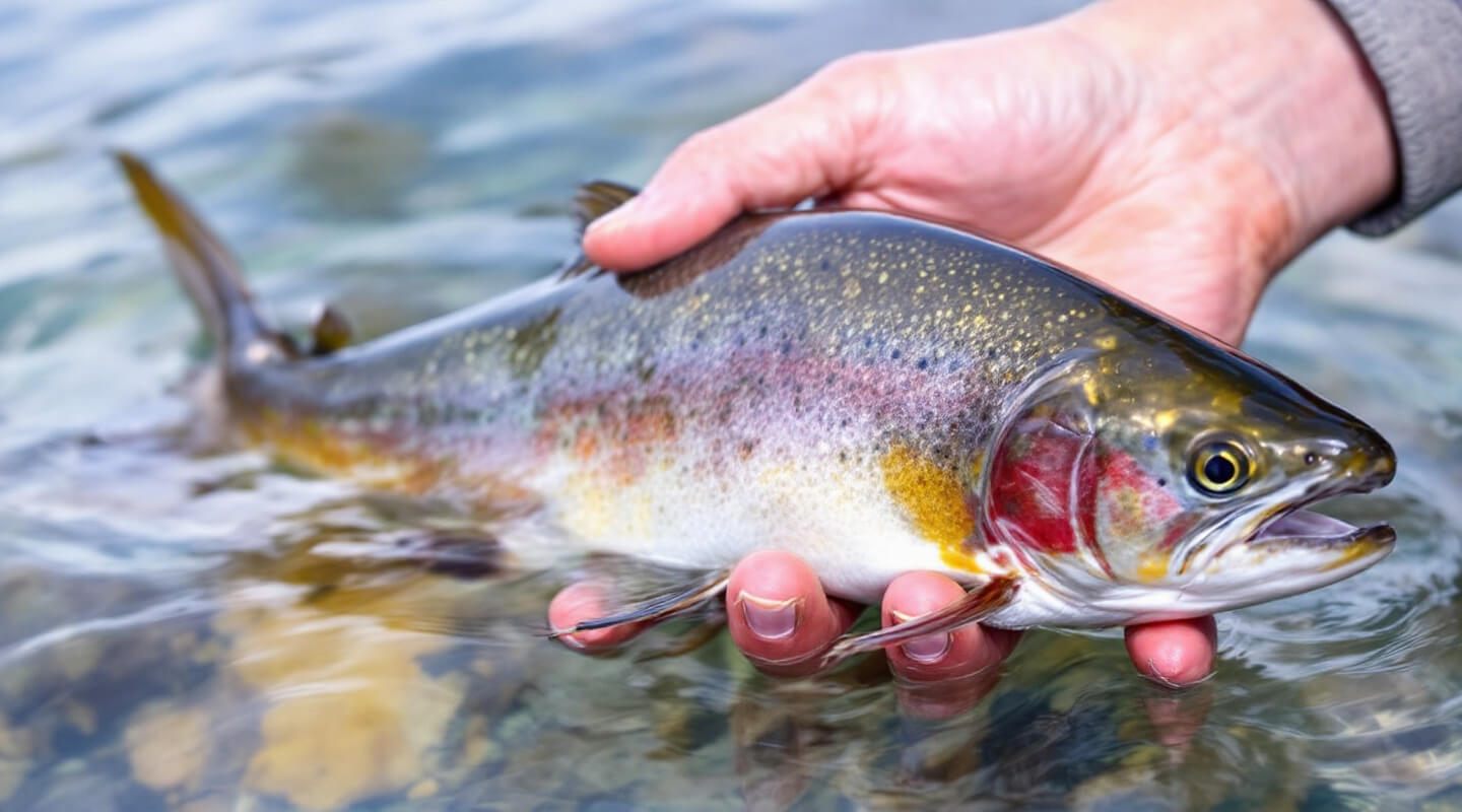 Spectacular Arctic char with intense spawning colors caught in Nunavut waters